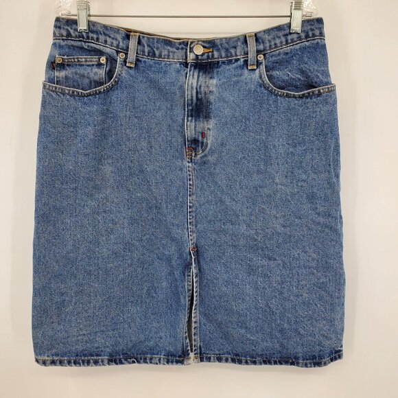 Polo Jeans Co Dresses & Skirts - Vintage Polo Jeans Company Ralph Lauren‎ Women's Denim Jean Knee Skirt Size 12